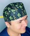 Lucky Horse Shoes & Clover Leaves Design St. Patrick's Day Unisex Holiday Scrub Cap