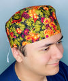 Metallic Fall Theme Thanksgiving themed Unisex Holiday Scrub Cap