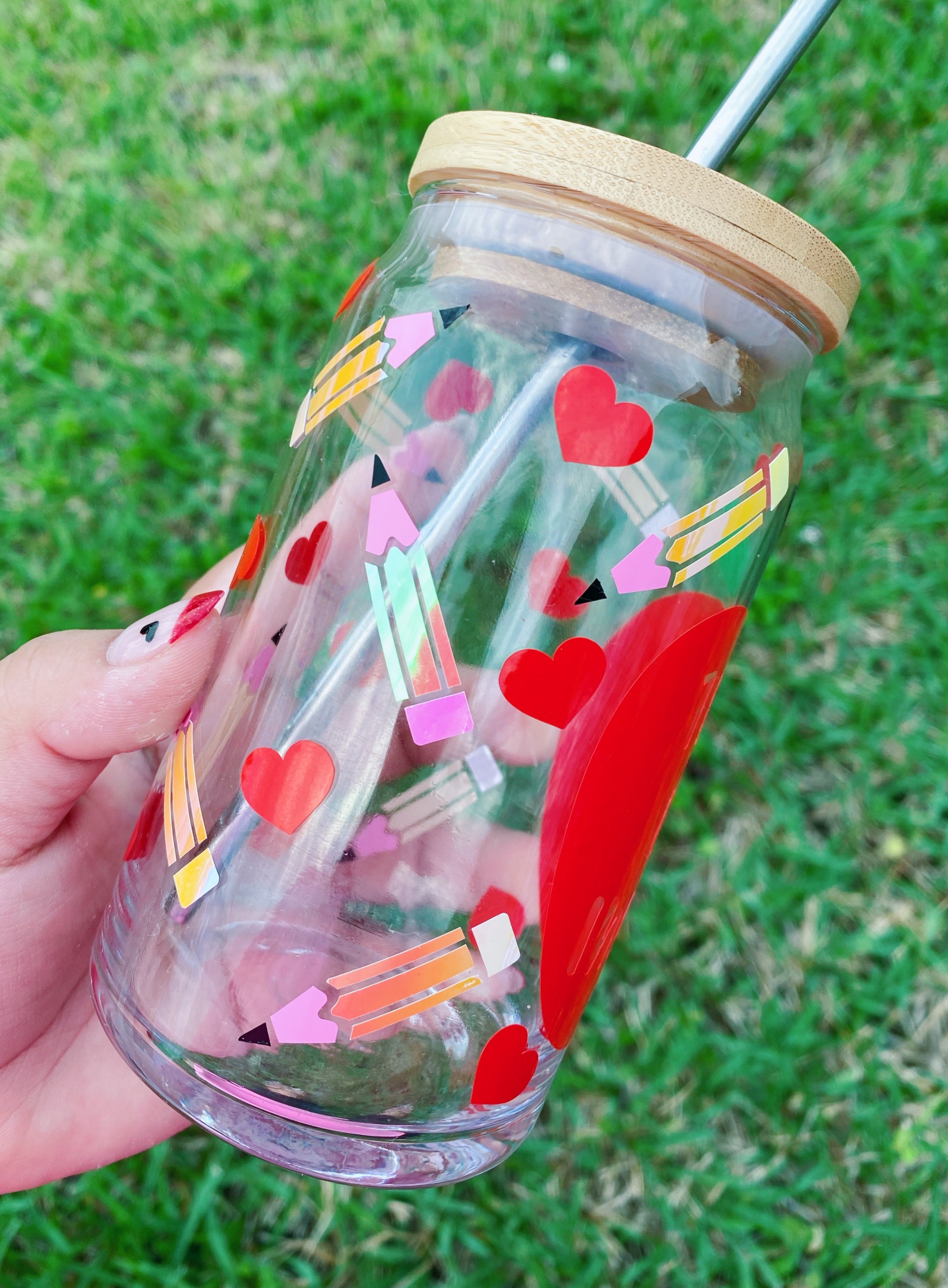 Teach Love Inspire Glass Beer Can