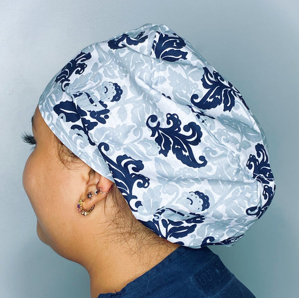 Grey & Navy Arabesque Design Floral Euro