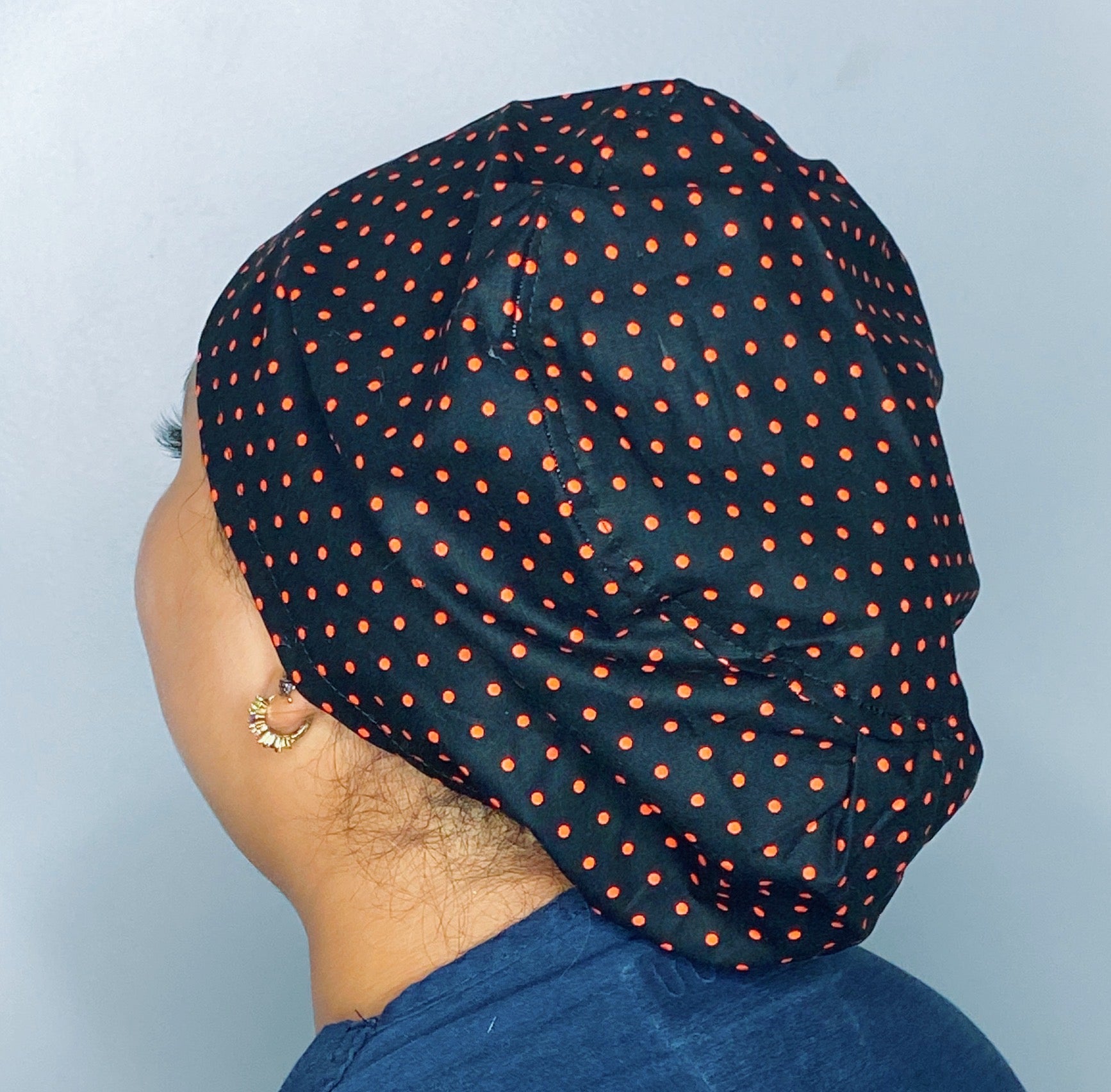 Orange Polka Dots on Black Euro