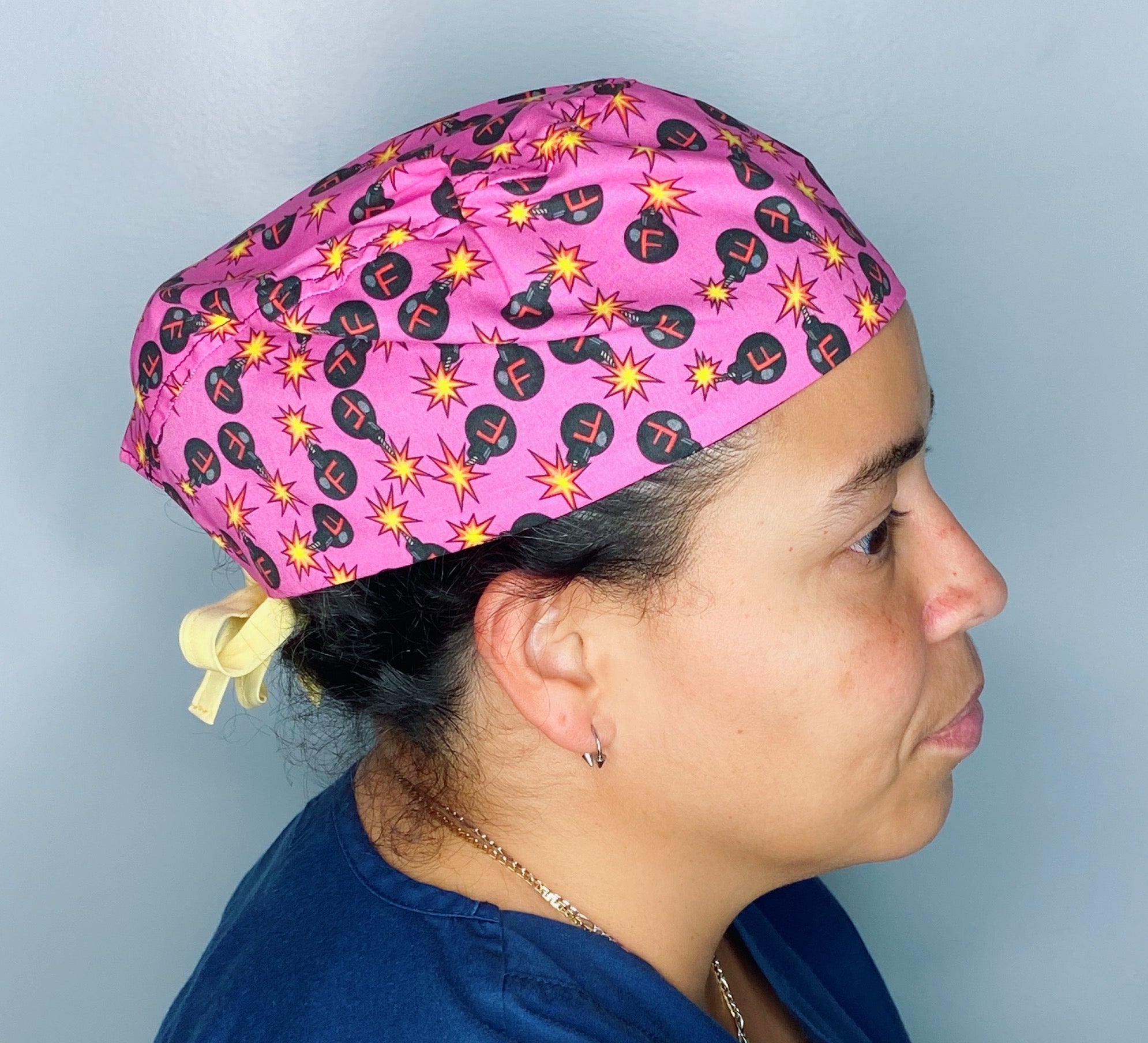 Funny F Bombs on Magenta Unisex Cute Scrub Cap