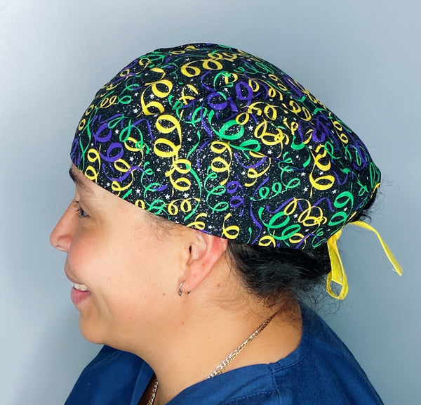 Glitter & Confetti Mardi Gras Unisex Holiday Scrub Cap