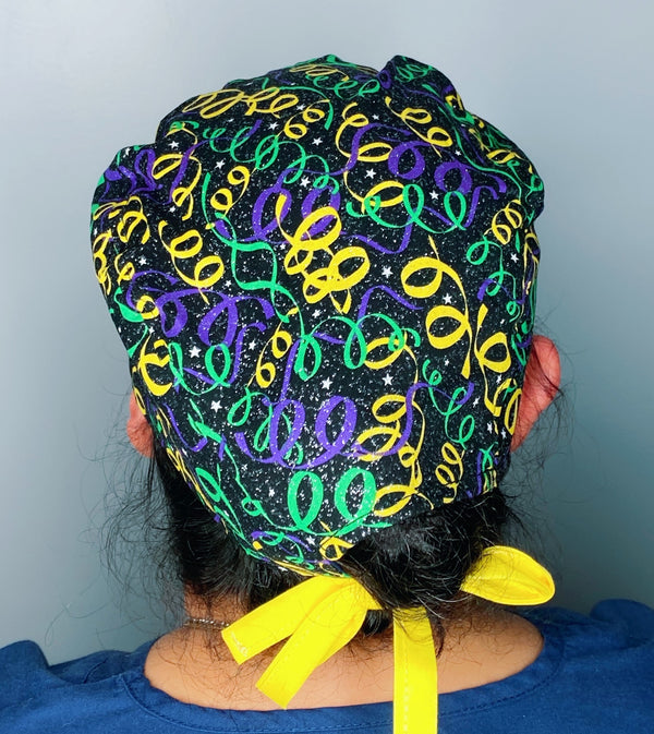 Glitter & Confetti Mardi Gras Unisex Holiday Scrub Cap