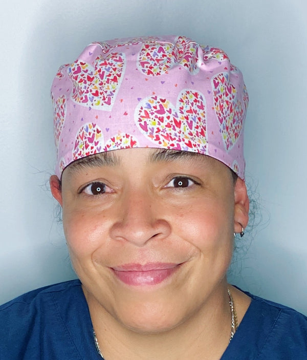 Small Colorful Hearts Valentine's Day Unisex Holiday Scrub Cap