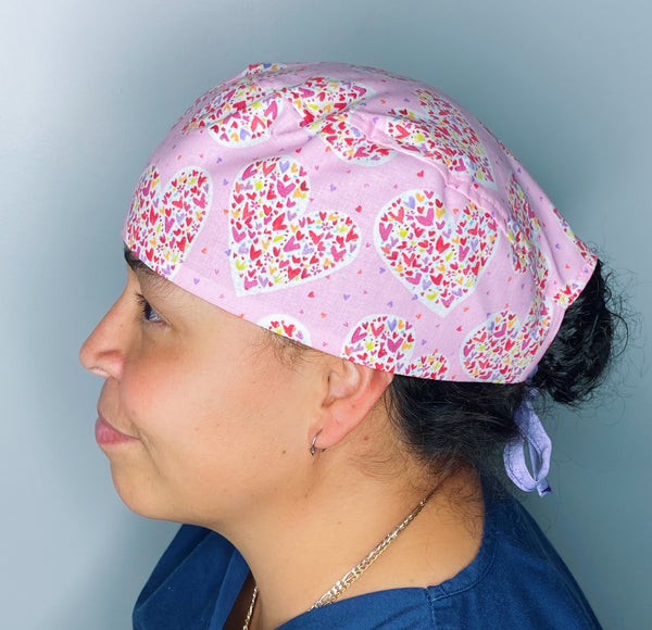 Small Colorful Hearts Valentine's Day Unisex Holiday Scrub Cap