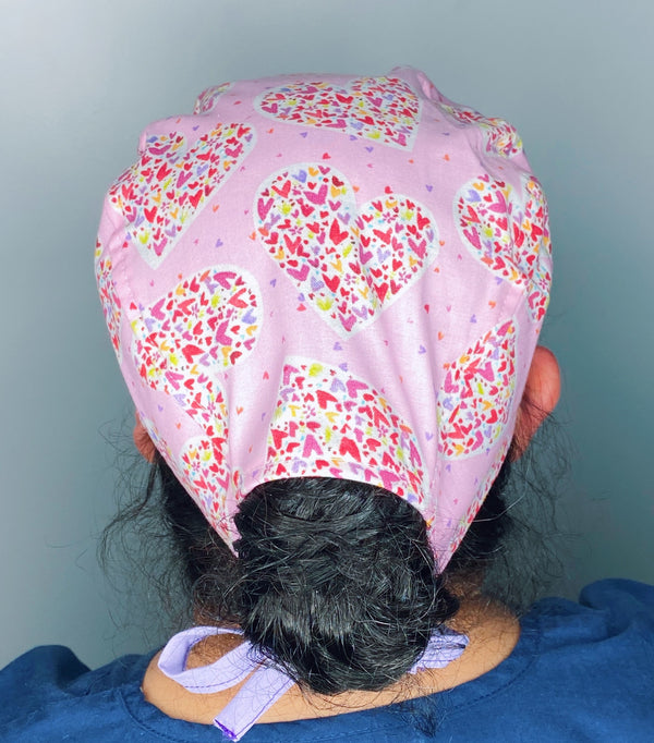 Small Colorful Hearts Valentine's Day Unisex Holiday Scrub Cap