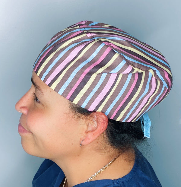 Colorful Pastel Stripes Unisex Cute Scrub Cap