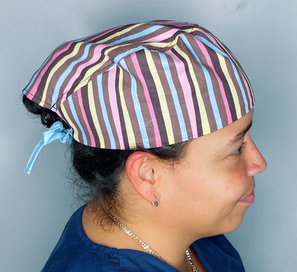 Colorful Pastel Stripes Unisex Cute Scrub Cap