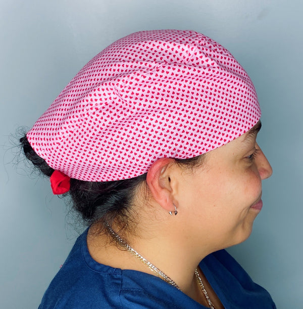 Small Hearts on Pink Valentine's Day Unisex Holiday Scrub Cap
