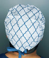 White & Navy Blue Diamond Geometric Shape Design Unisex Cute Scrub Cap