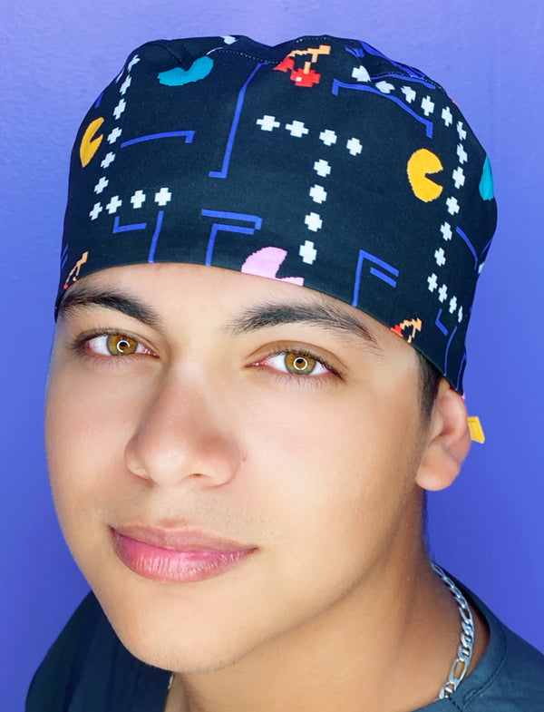 Vintage Popular Kid's Video Game Pac-Man Unisex Geek Scrub Cap