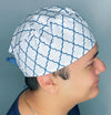 White & Navy Blue Diamond Geometric Shape Design Unisex Cute Scrub Cap