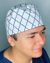 White & Navy Blue Diamond Geometric Shape Design Unisex Cute Scrub Cap