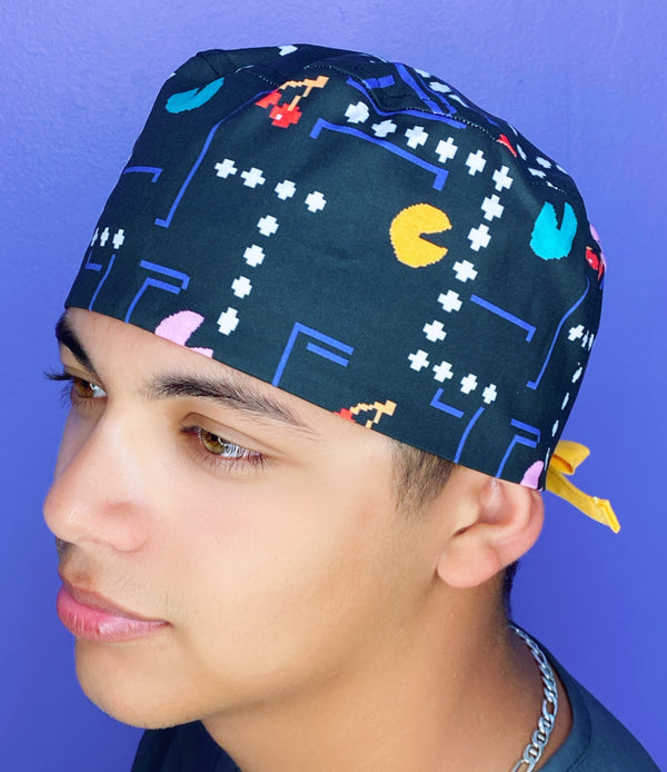 Vintage Popular Kid's Video Game Pac-Man Unisex Geek Scrub Cap