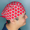 Coral Orange and Blue Diamond Geometric Shape Design Unisex Cute Scrub Cap