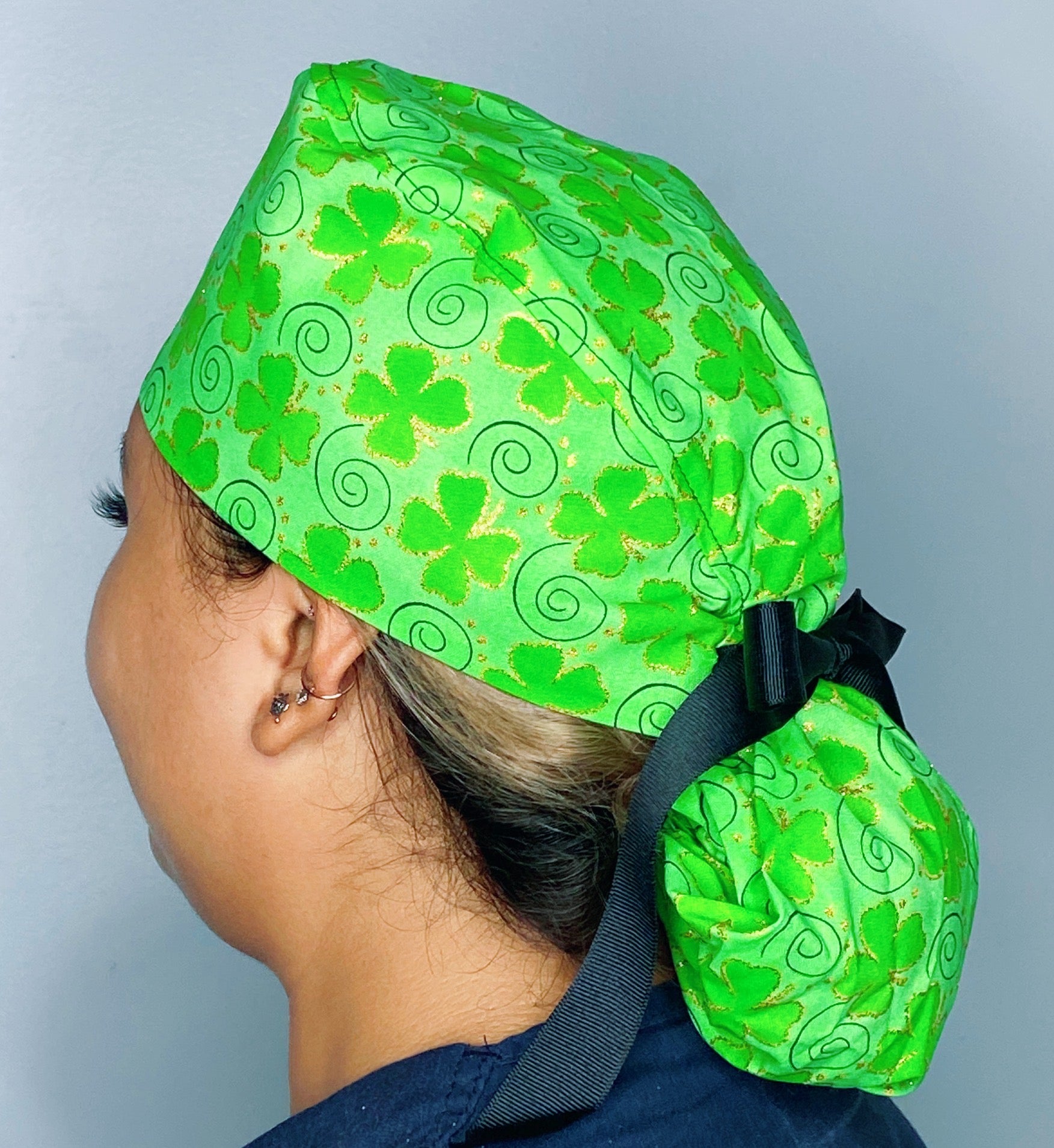 Clover Leaves Glitter Swirls St. Patrick's Day Ponytail