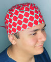 Coral Orange and Blue Diamond Geometric Shape Design Unisex Cute Scrub Cap
