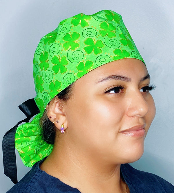 Clover Leaves Glitter Swirls St. Patrick's Day Ponytail