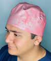 Pink Metallic snake Print Floral Design Unisex Cute Scrub Cap