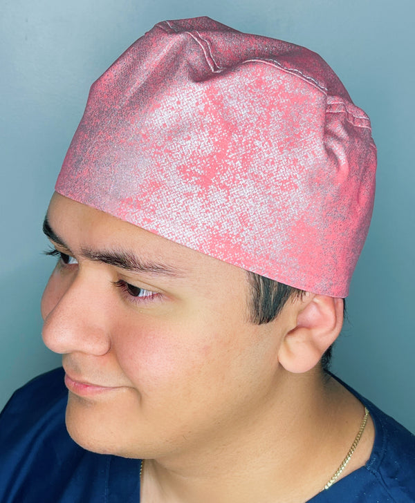 Pink Metallic snake Print Floral Design Unisex Cute Scrub Cap