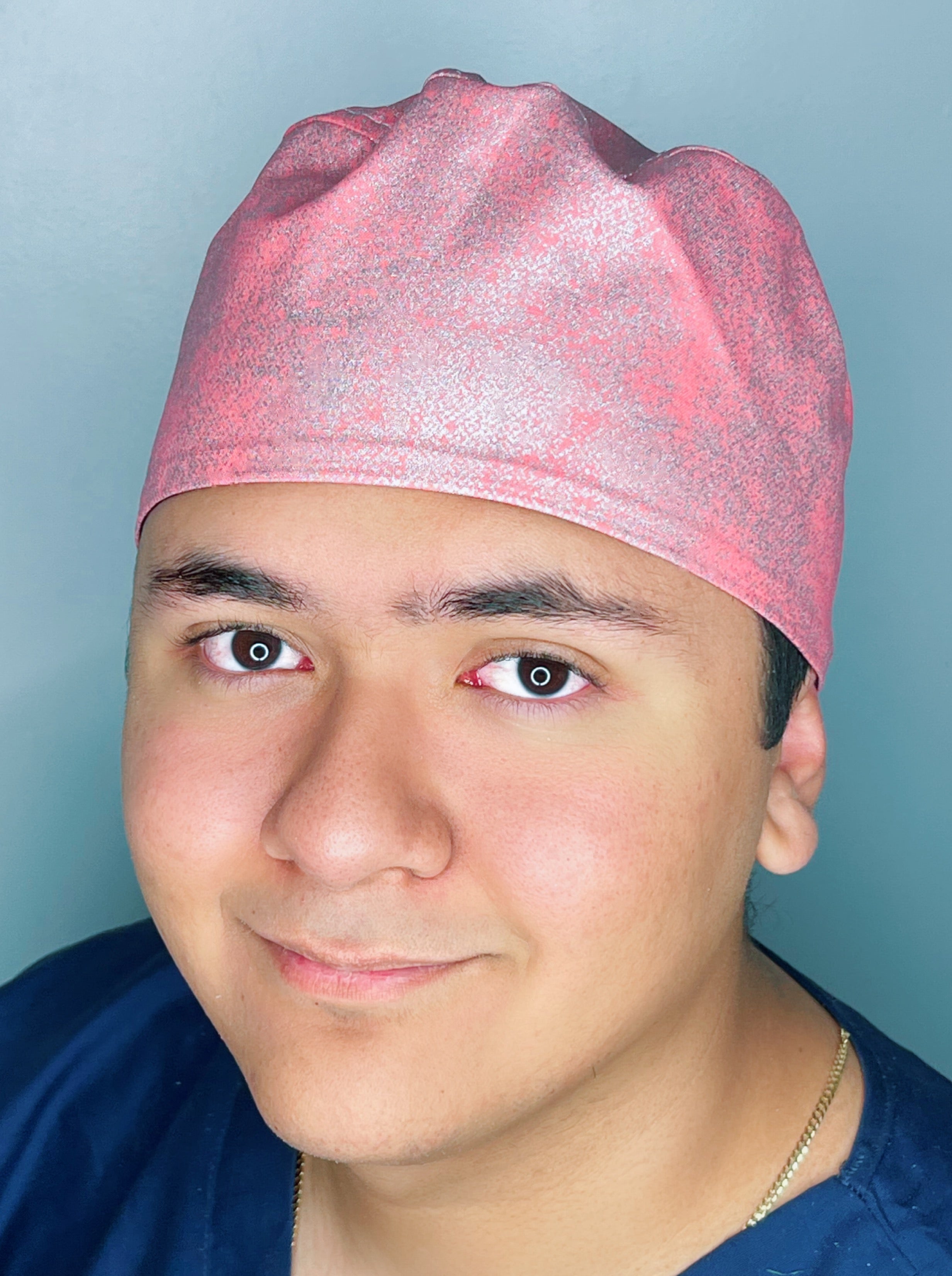 Pink Metallic snake Print Floral Design Unisex Cute Scrub Cap