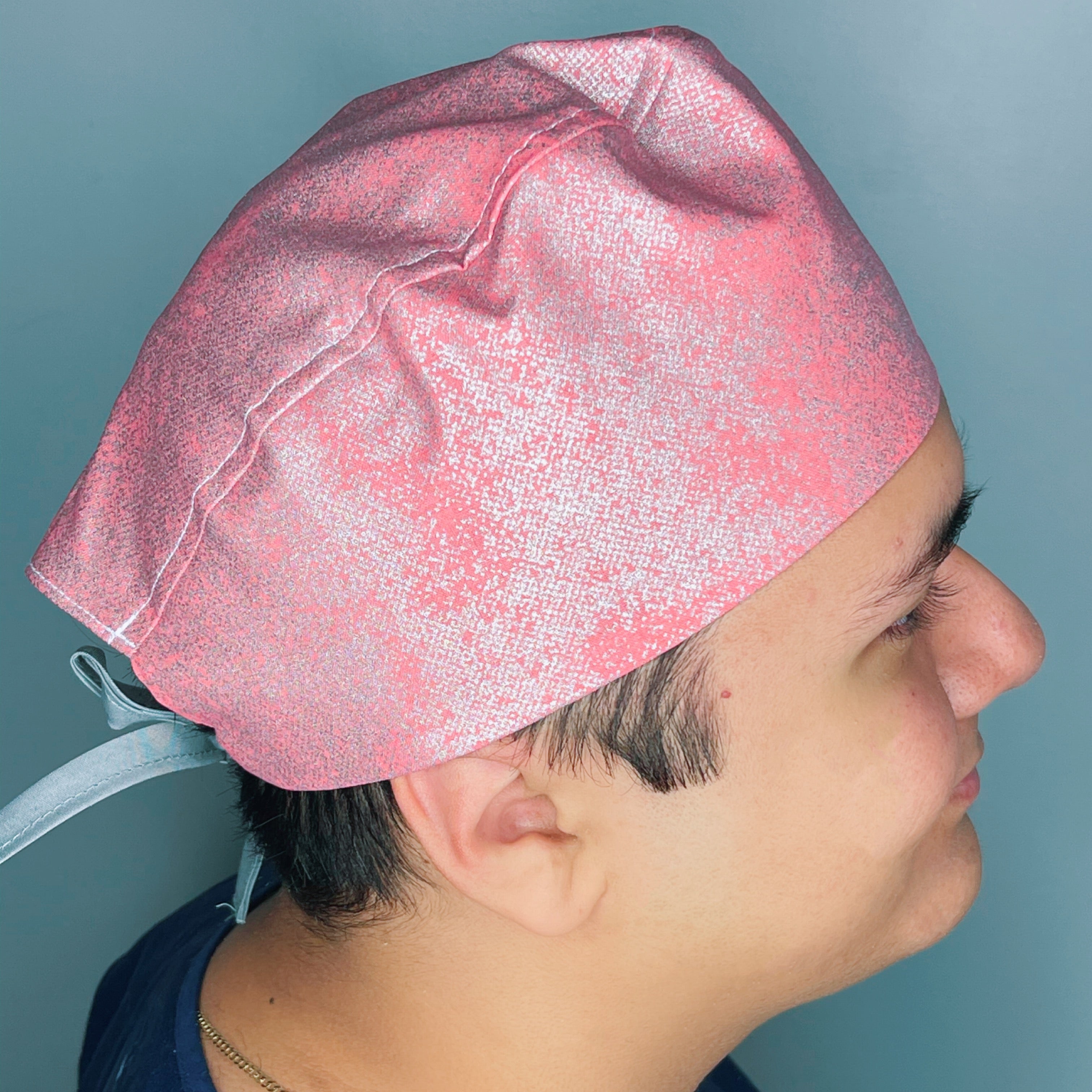 Pink Metallic snake Print Floral Design Unisex Cute Scrub Cap