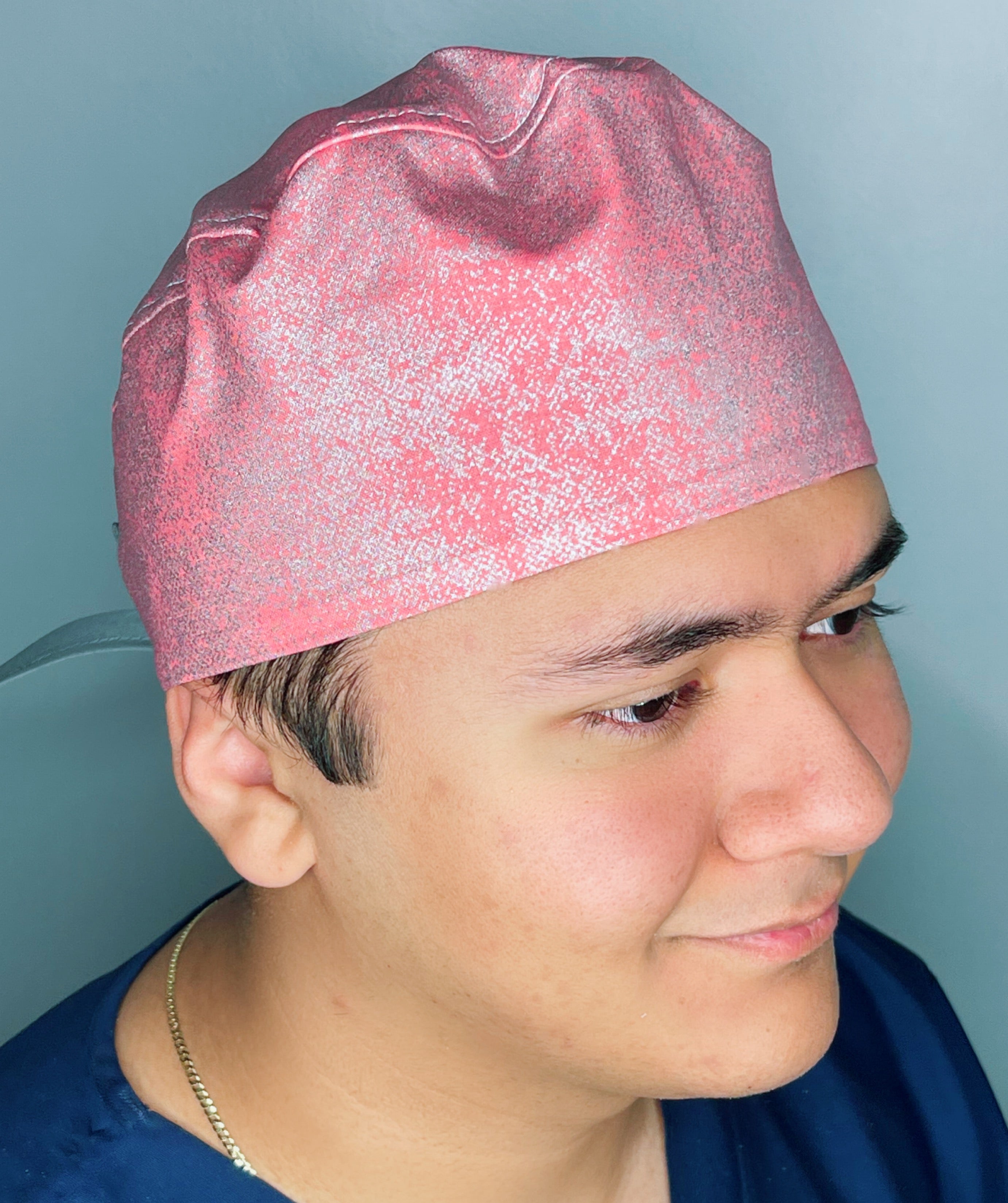 Pink Metallic snake Print Floral Design Unisex Cute Scrub Cap