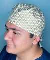 Gold and White Chevron Design Unisex Cute Scrub Cap