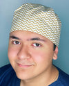 Gold and White Chevron Design Unisex Cute Scrub Cap