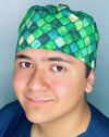 Green Ombre Dragon Scales Design Unisex Cute Scrub Cap