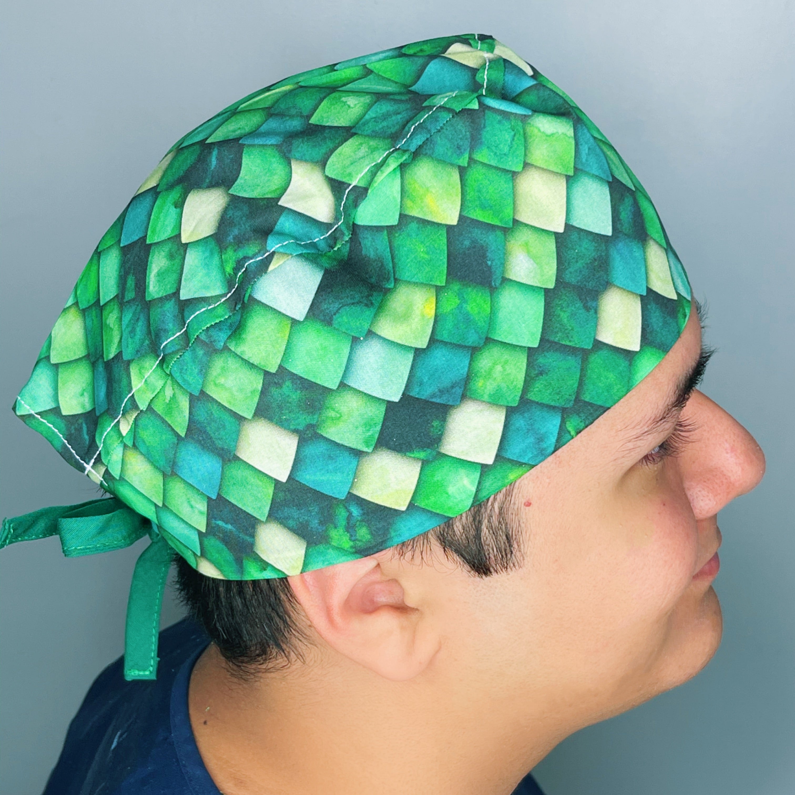 Green Ombre Dragon Scales Design Unisex Cute Scrub Cap