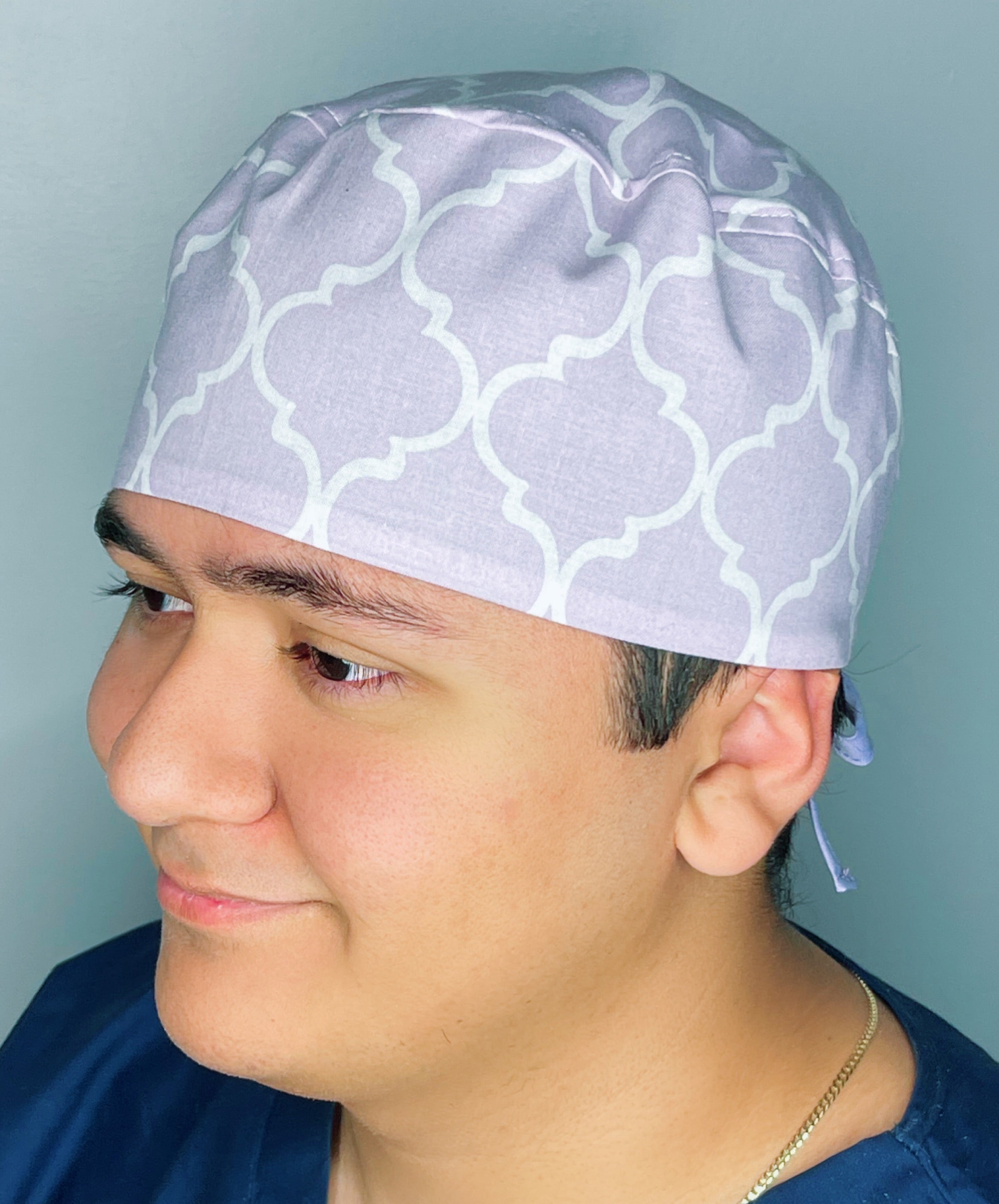 Lavender White Diamond Geometric Shape Design Unisex Cute Scrub Cap