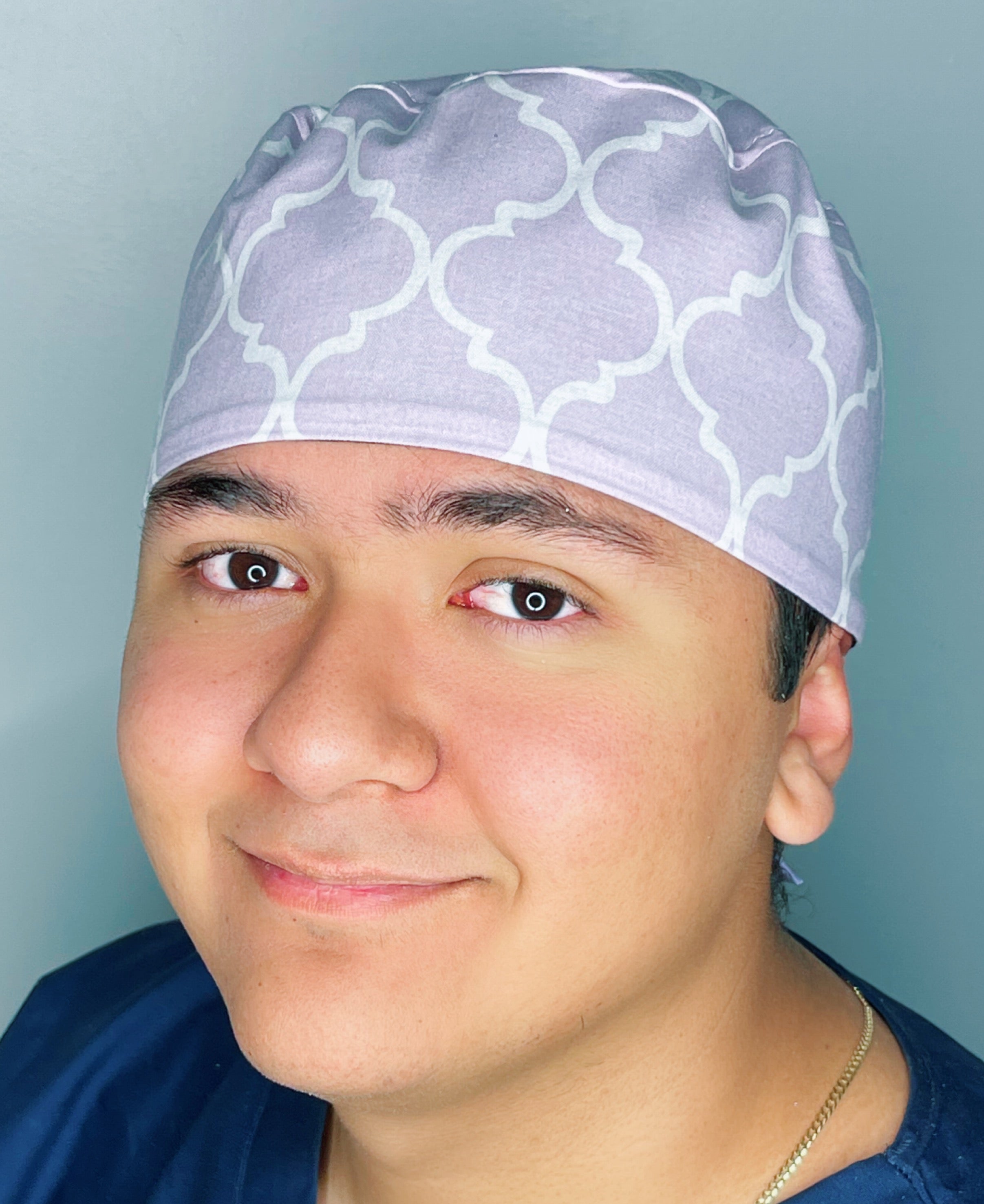 Lavender White Diamond Geometric Shape Design Unisex Cute Scrub Cap