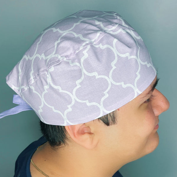 Lavender White Diamond Geometric Shape Design Unisex Cute Scrub Cap
