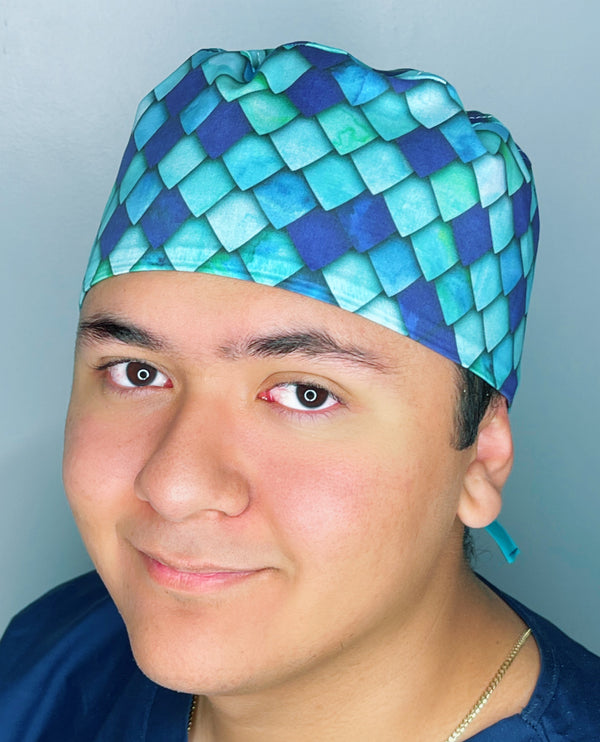 Blue Ombre Dragon Scales Design Unisex Cute Scrub Cap