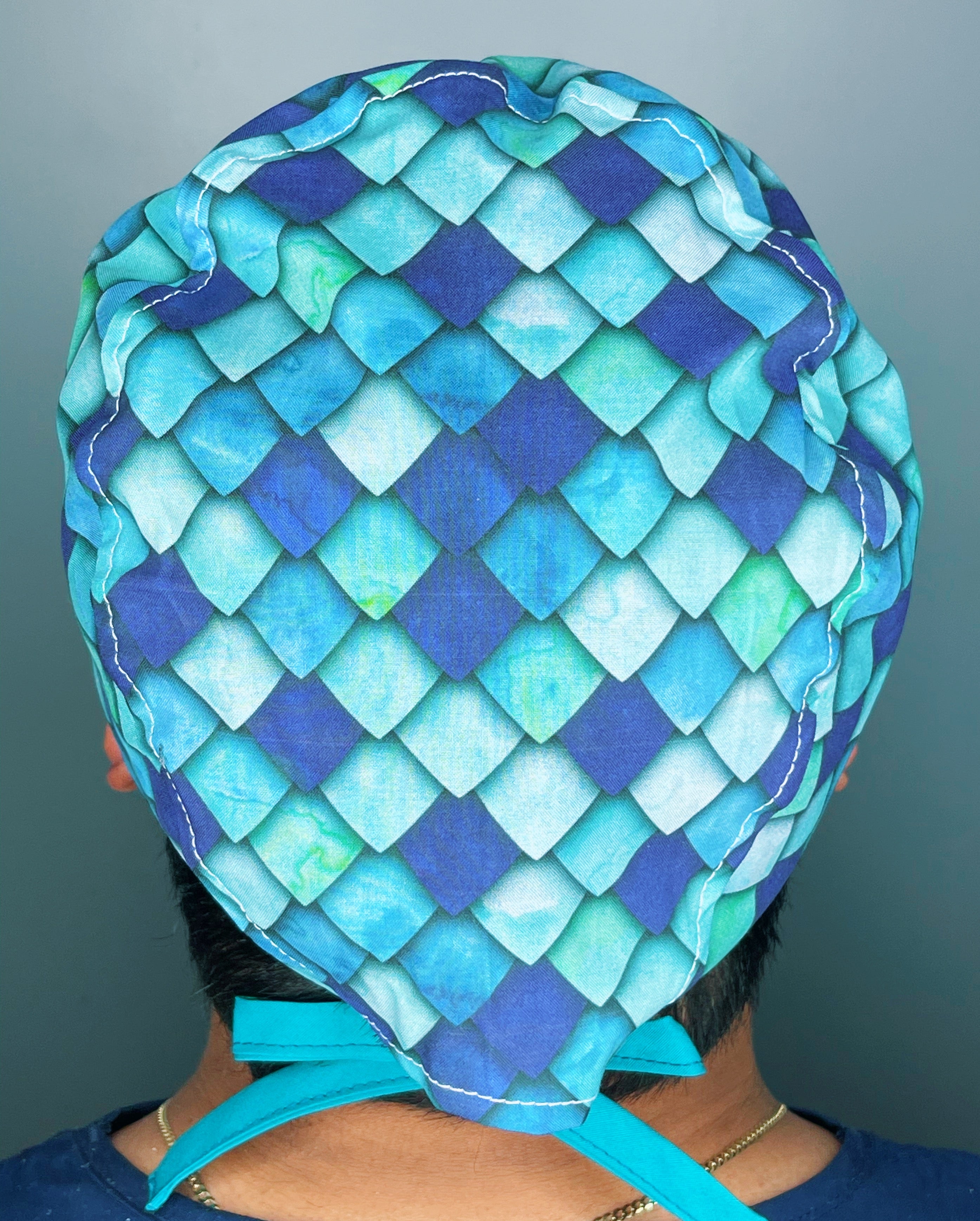 Blue Ombre Dragon Scales Design Unisex Cute Scrub Cap