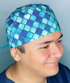 Blue Ombre Dragon Scales Design Unisex Cute Scrub Cap