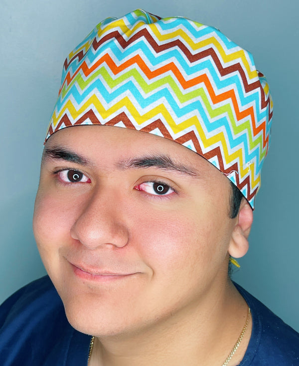 Colorful Chevron Design Unisex Cute Scrub Cap