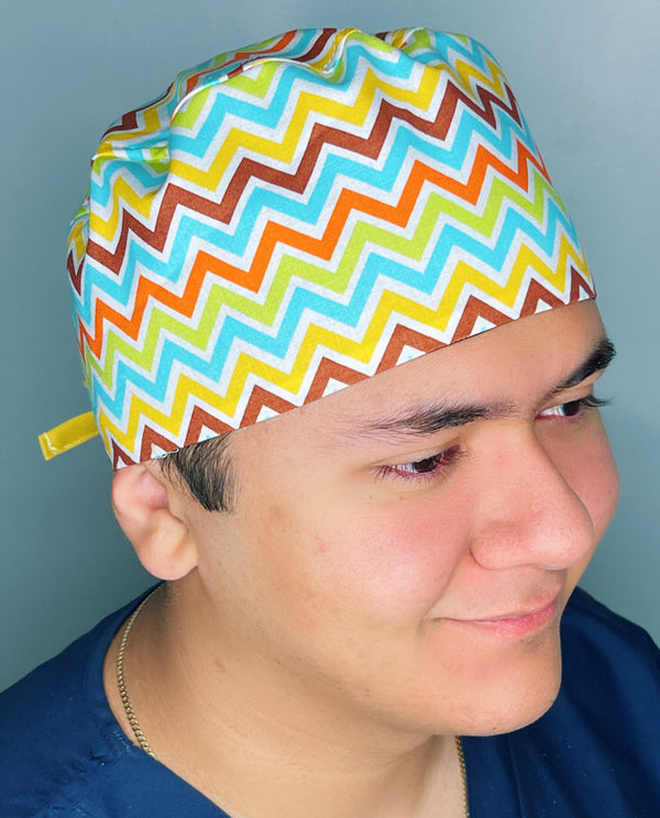 Colorful Chevron Design Unisex Cute Scrub Cap