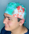Green & Orange Tie Dye Design Unisex Cute Scrub Cap