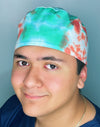 Green & Orange Tie Dye Design Unisex Cute Scrub Cap