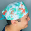 Green & Orange Tie Dye Design Unisex Cute Scrub Cap