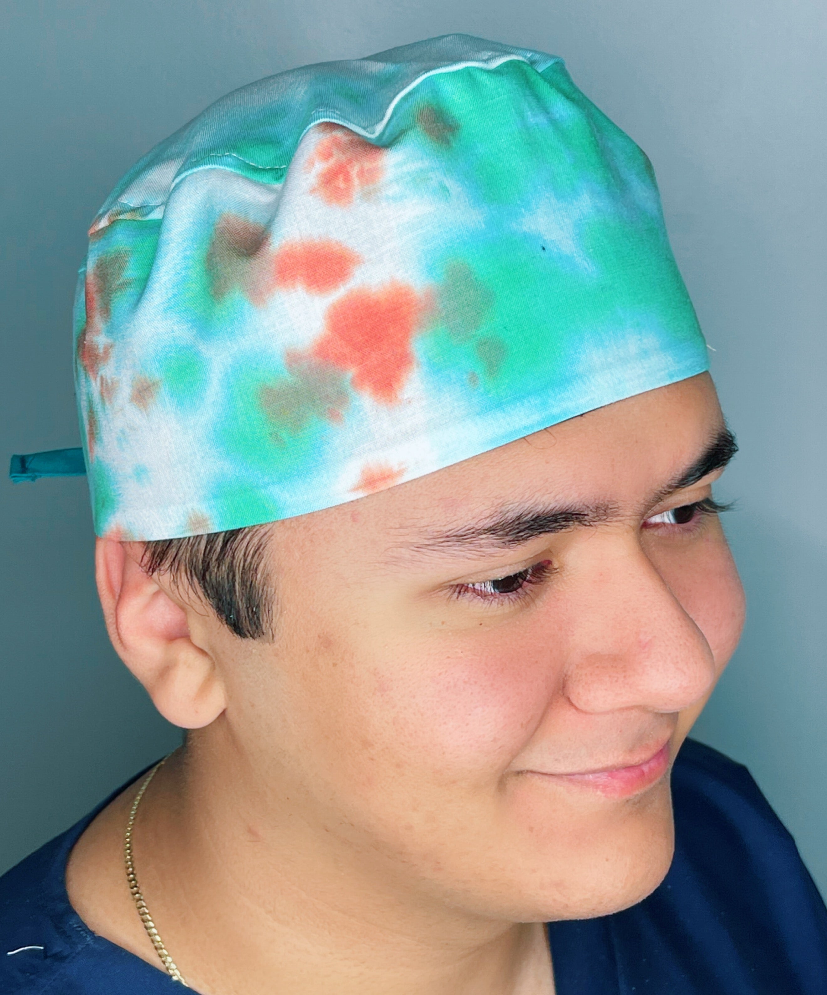 Green & Orange Tie Dye Design Unisex Cute Scrub Cap