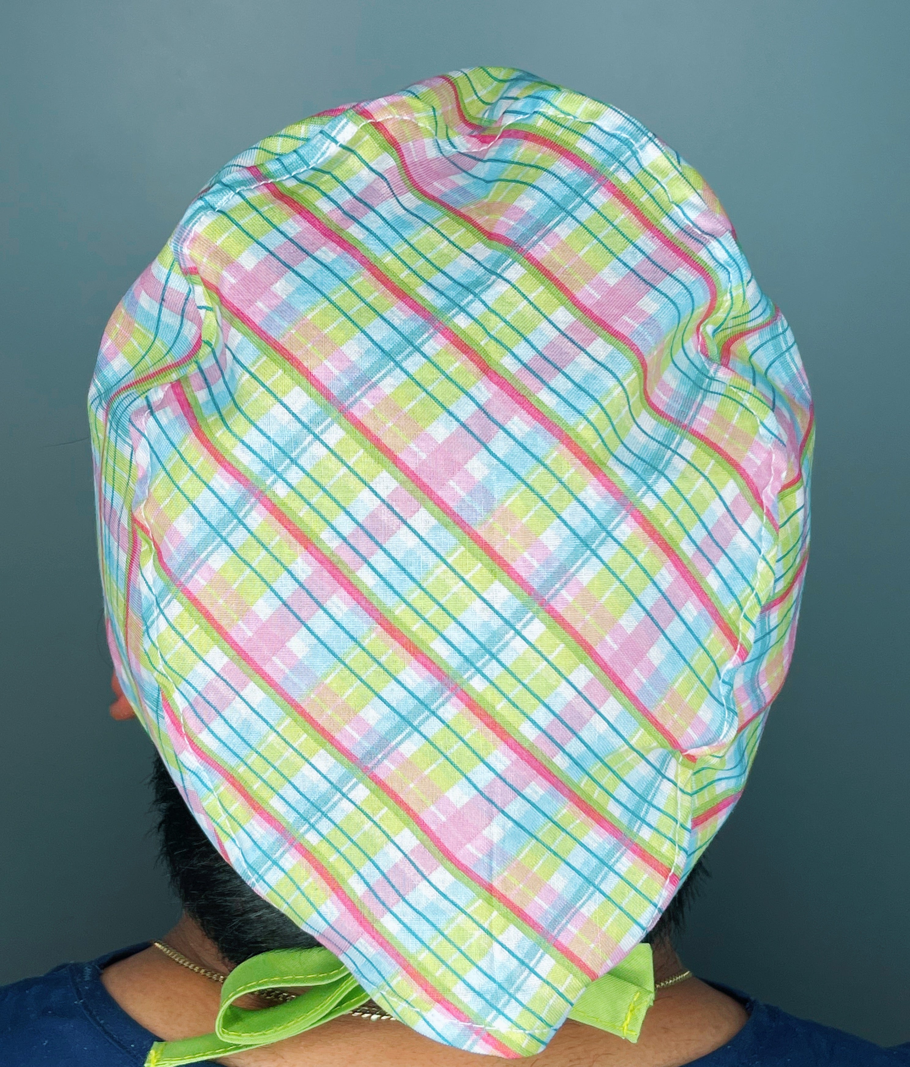 Pastel Plaid Stripes Unisex Cute Scrub Cap