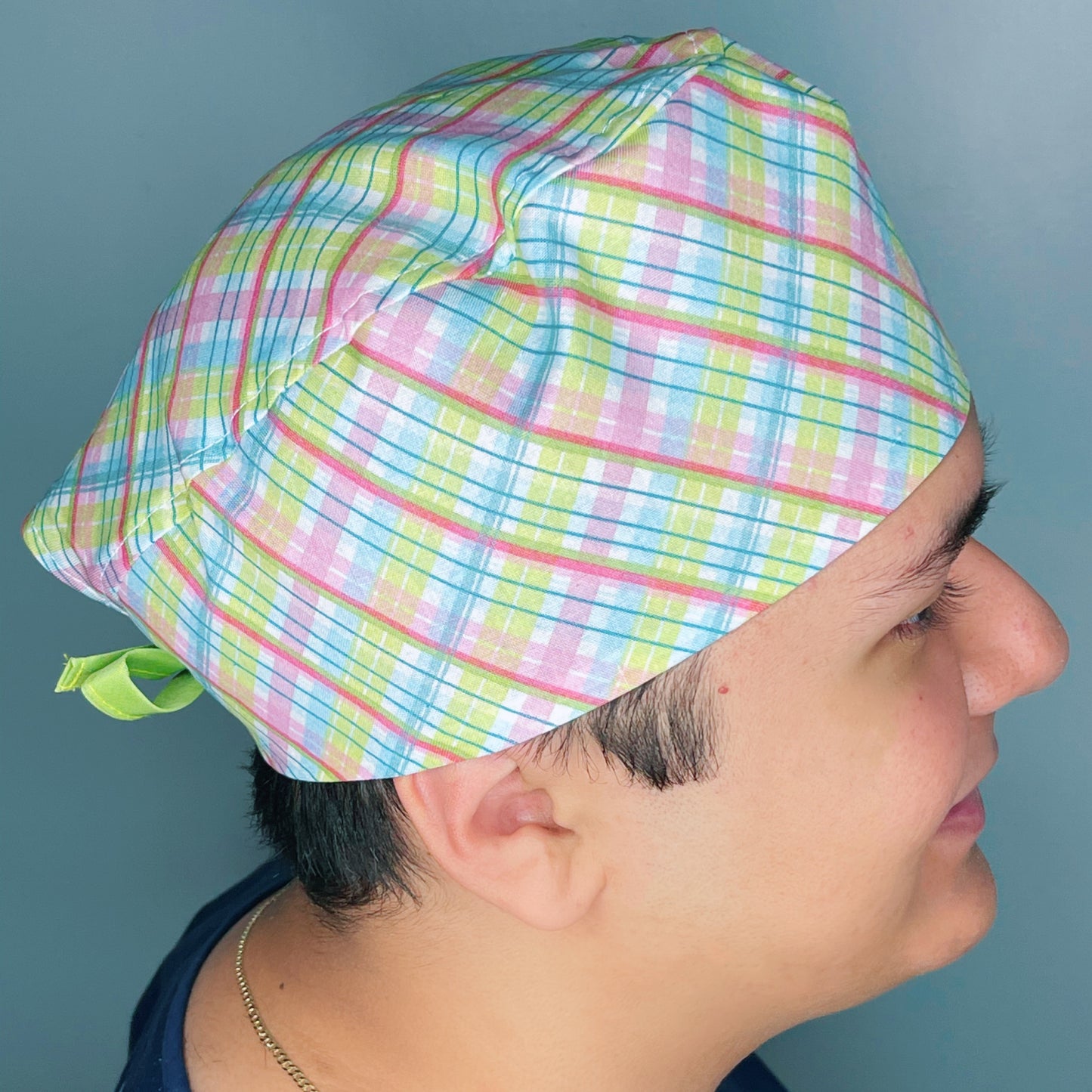 Pastel Plaid Stripes Unisex Cute Scrub Cap