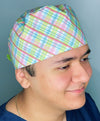 Pastel Plaid Stripes Unisex Cute Scrub Cap