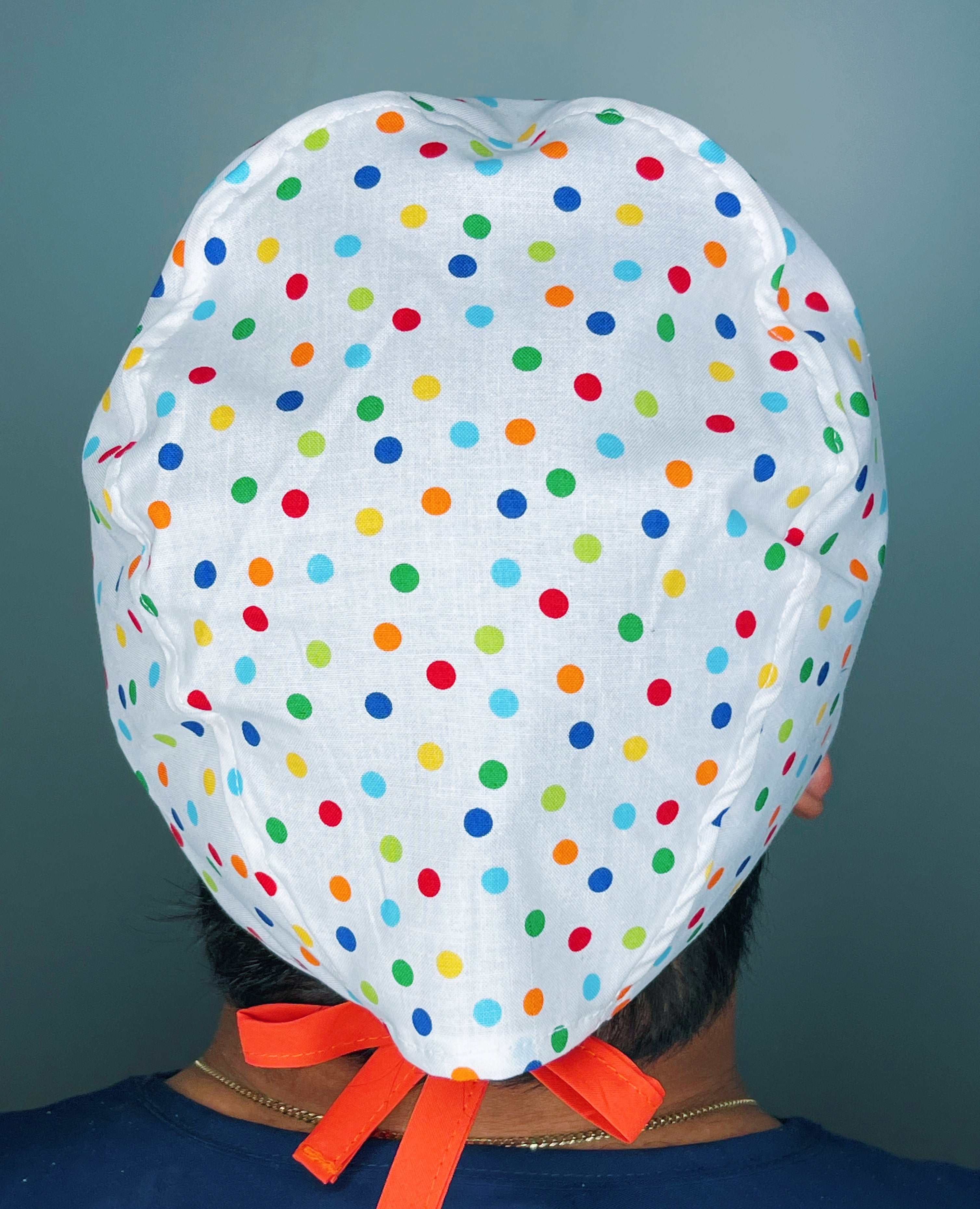 Colorful Polka Dots on White Unisex Cute Scrub Cap