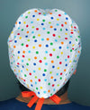 Colorful Polka Dots on White Unisex Cute Scrub Cap