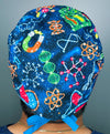 Chemistry in the Galaxy Navy Blue Design Unisex Cute Scrub Cap